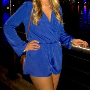 Lulu’s Royal Blue Long Sleeved Romper
